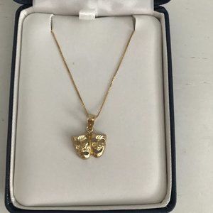SOLD!!  14K Solid Gold Comedy/Tragedy Necklace